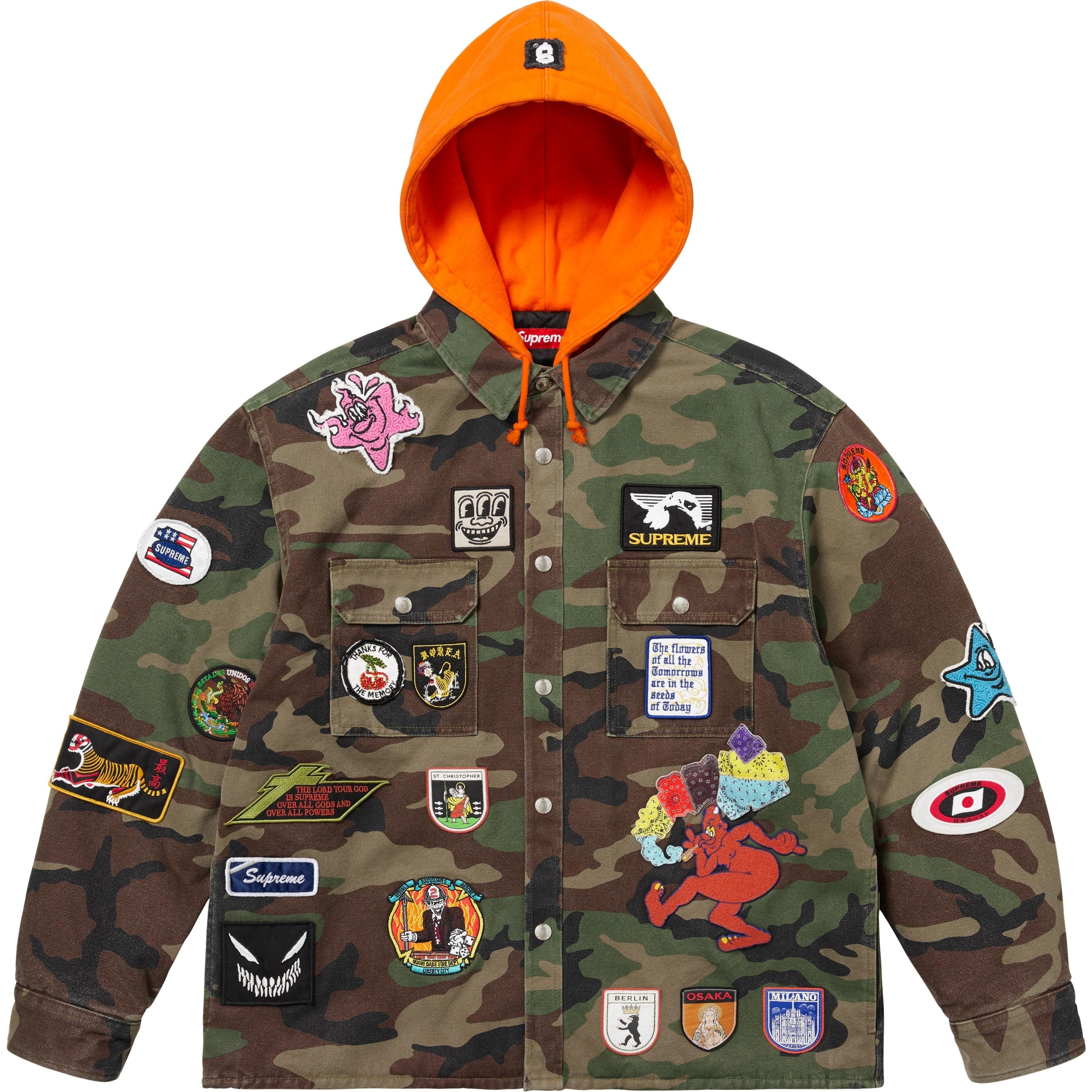 Patches Hooded Zip Up Shirt view 17